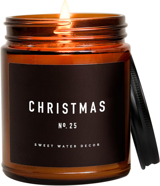 Delightful Christmas Candle | Experience the Warmth of Apple Cider, Cinnamon, and Christmas Tree in a 9Oz Amber Jar | 40 Hour Burn Time, Crafted with Care in the USA