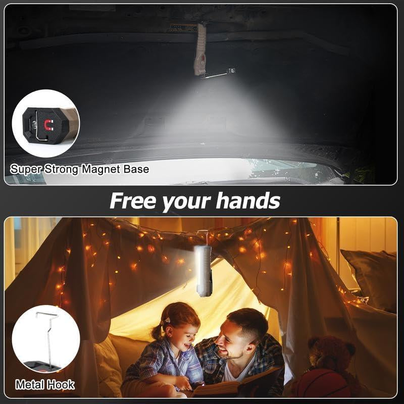 2 Pcs Rechargeable Flashlights, LED Work Lights with Magnetic Base & Hanging Hook, 180°Rotate, 5 Modes, Work Light Mechanic Flashlight